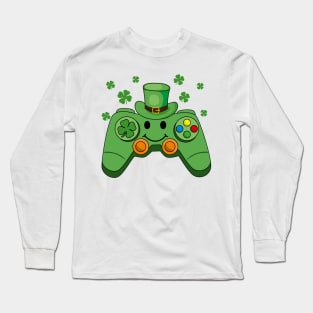 Irish Video Game Controller St Patrick Day Gamer Boys Girls Long Sleeve T-Shirt